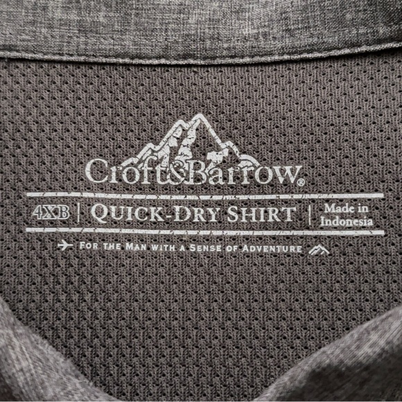 Croft & Barrow Shirt Mens Size 4XB Quick-Dry Short Sleeve Vented Gray - Picture 4 of 5